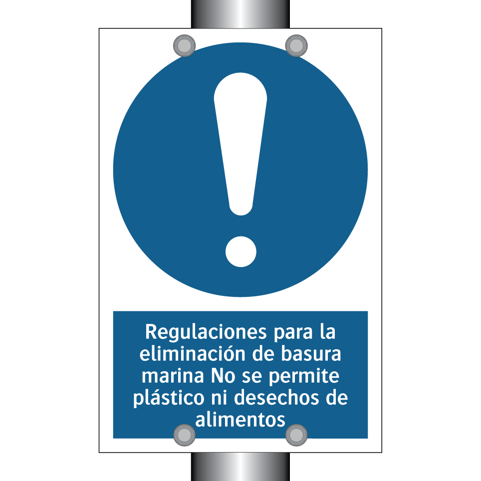 Regulaciones para la eliminación de basura marina No se permite plástico ni desechos de alimentos