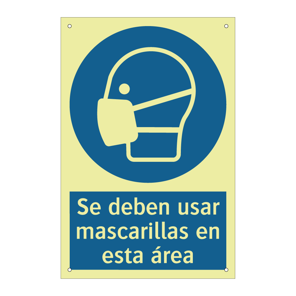 Se deben usar mascarillas en esta área