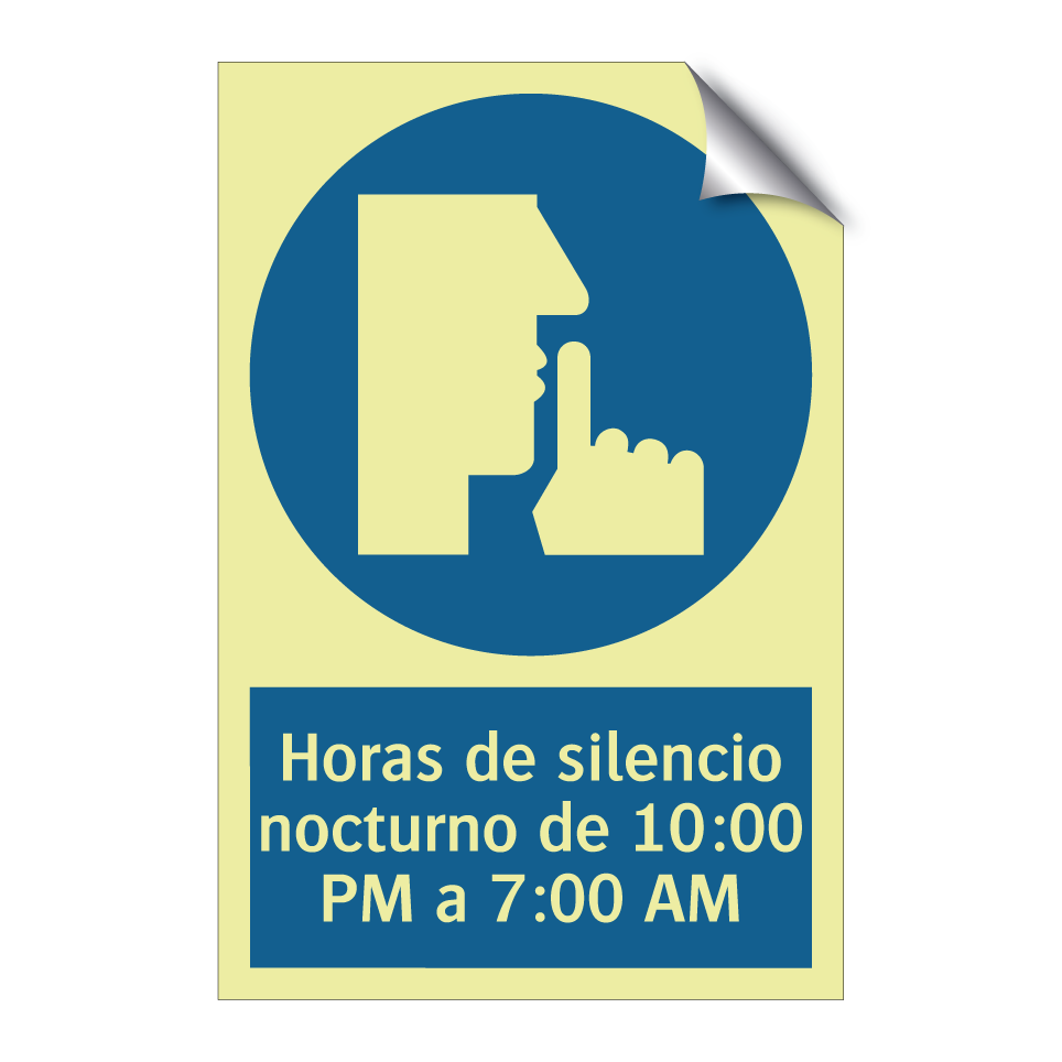 Horas de silencio nocturno de 10:00 PM a 7:00 AM