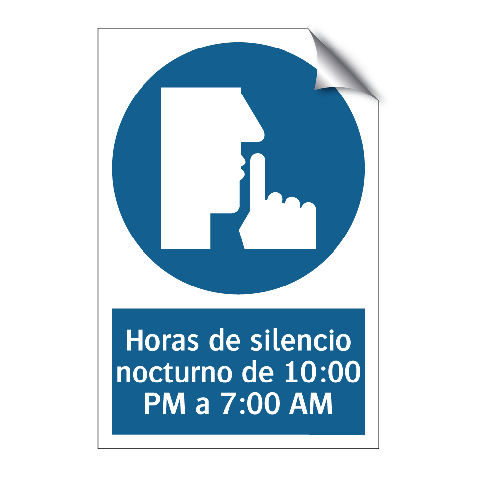 Horas de silencio nocturno de 10:00 PM a 7:00 AM