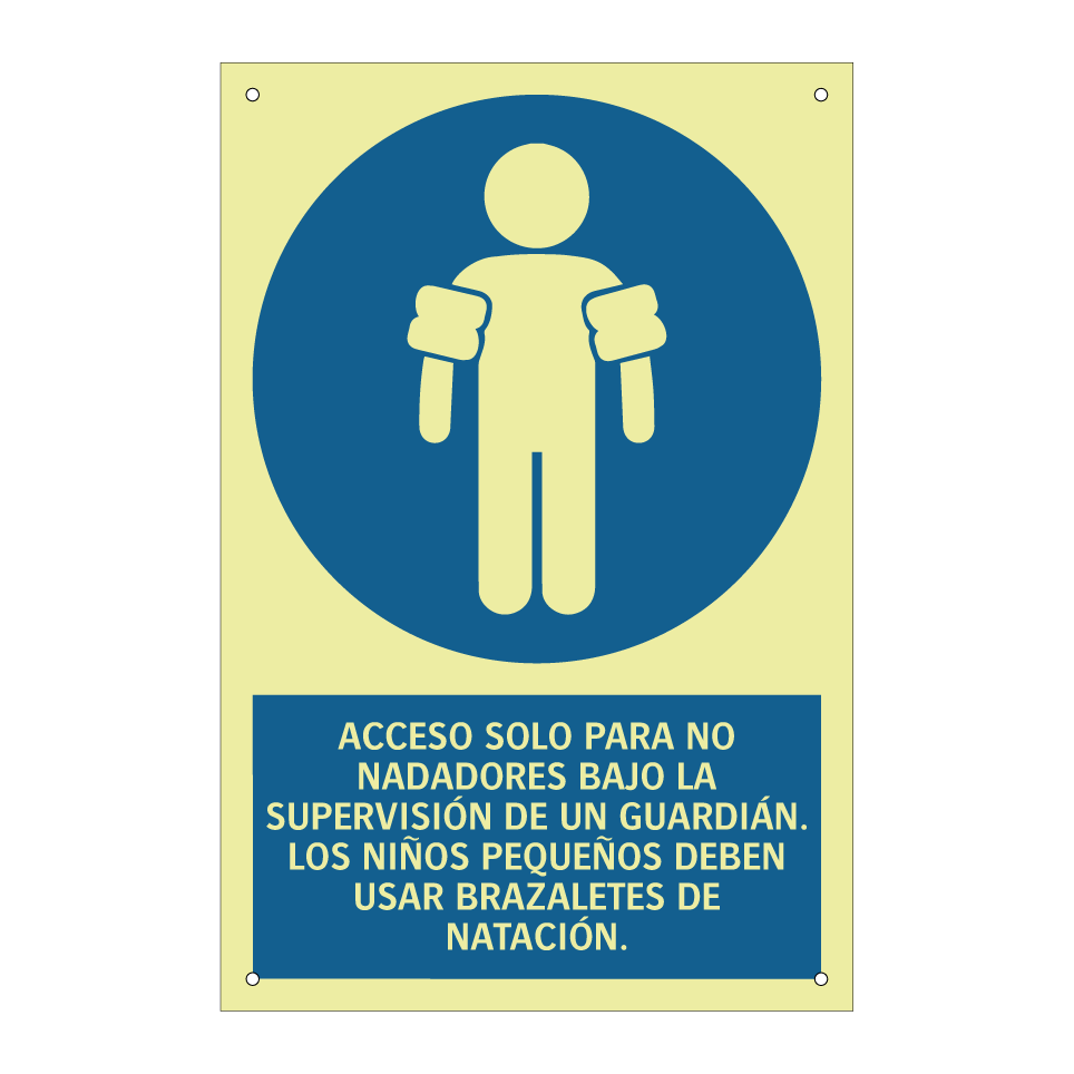 ACCESO SOLO PARA NO NADADORES BAJO LA SUPERVISIÓN DE UN GUARDIÁN. LOS NIÑOS PEQUEÑOS DEBEN USAR BRAZALETES DE NATACIÓN.