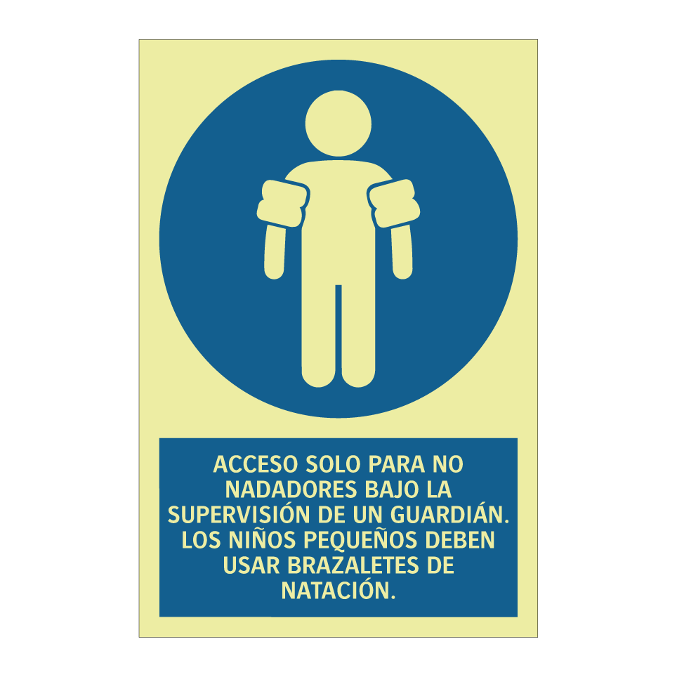 ACCESO SOLO PARA NO NADADORES BAJO LA SUPERVISIÓN DE UN GUARDIÁN. LOS NIÑOS PEQUEÑOS DEBEN USAR BRAZALETES DE NATACIÓN.