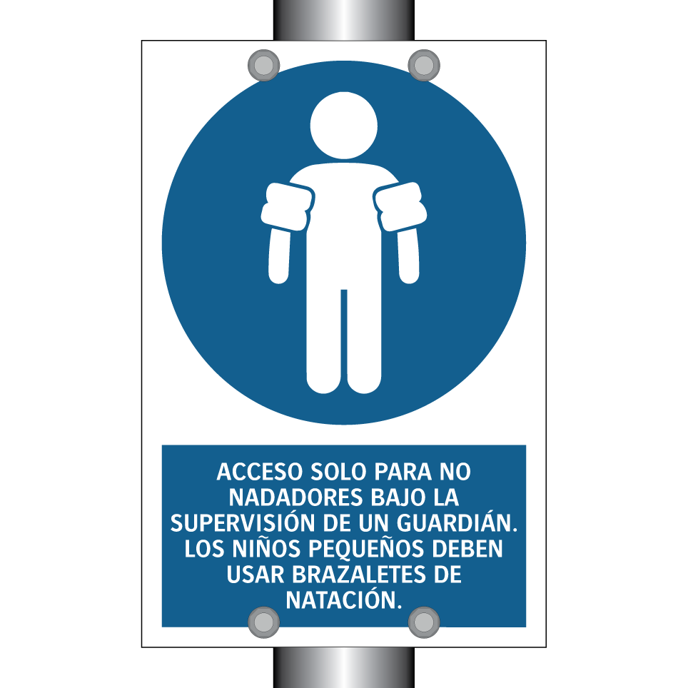 ACCESO SOLO PARA NO NADADORES BAJO LA SUPERVISIÓN DE UN GUARDIÁN. LOS NIÑOS PEQUEÑOS DEBEN USAR BRAZALETES DE NATACIÓN.