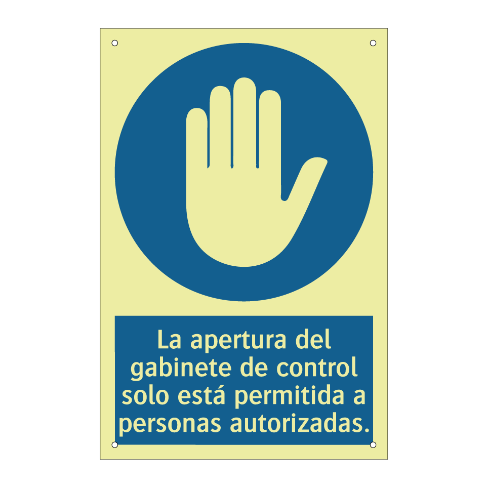 La apertura del gabinete de control solo está permitida a personas autorizadas.