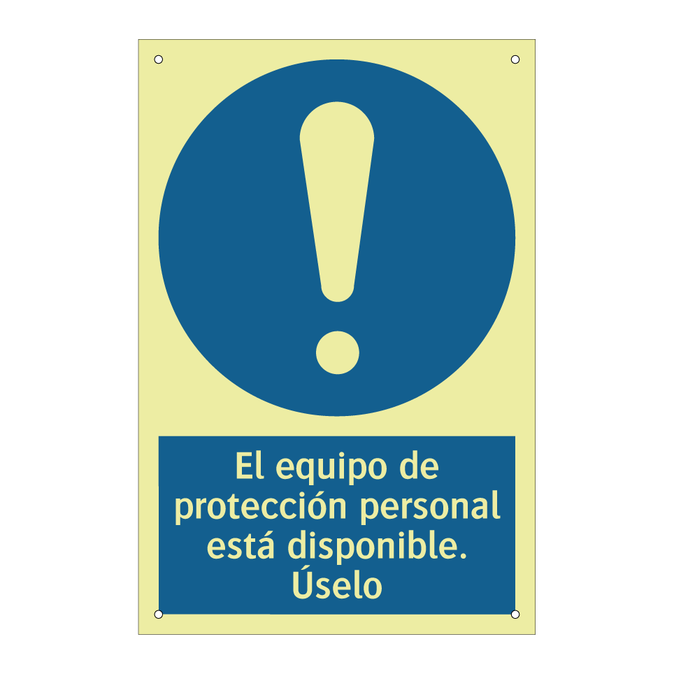 El equipo de protección personal está disponible. Úselo