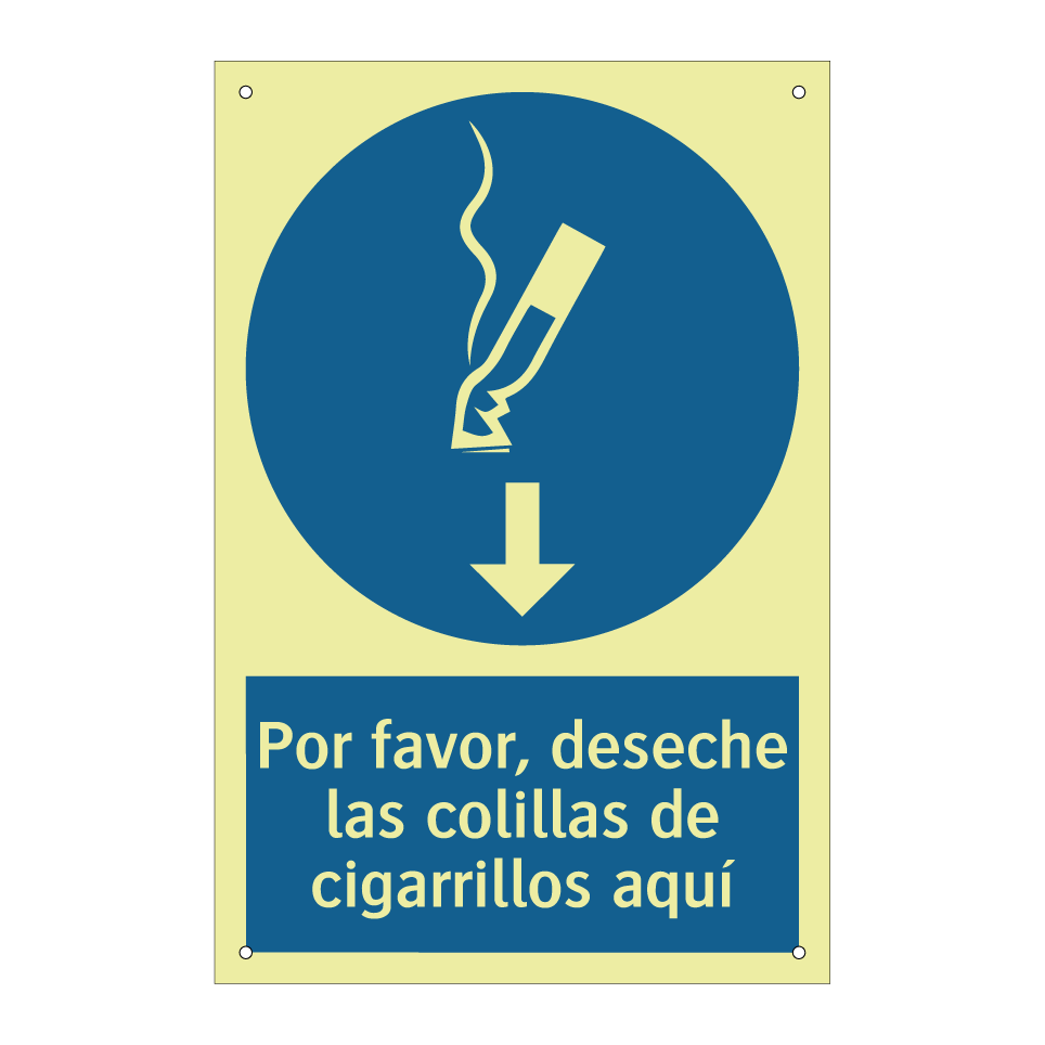 Por favor, deseche las colillas de cigarrillos aquí