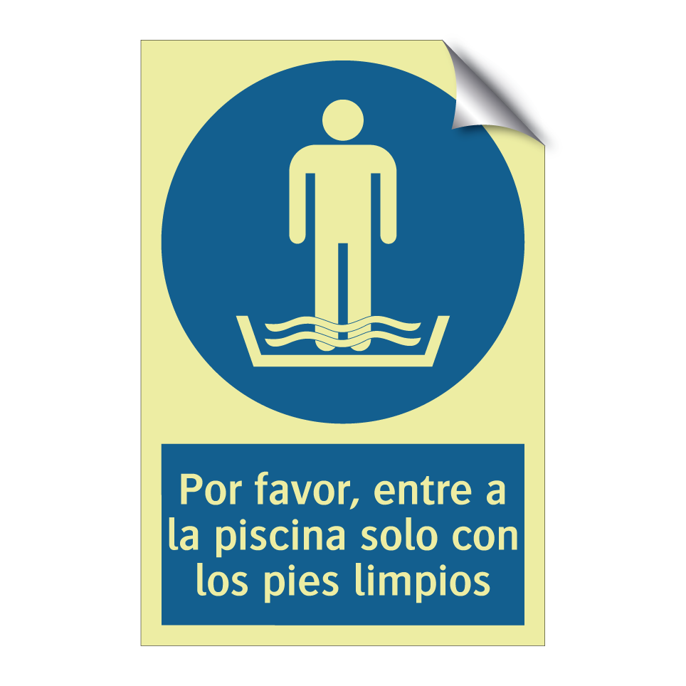 Por favor, entre a la piscina solo con los pies limpios