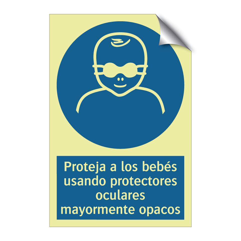 Proteja a los bebés usando protectores oculares mayormente opacos