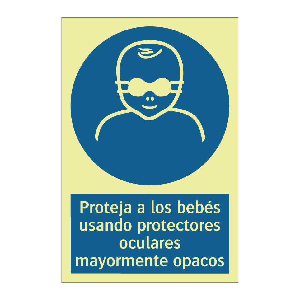 Proteja a los bebés usando protectores oculares mayormente opacos