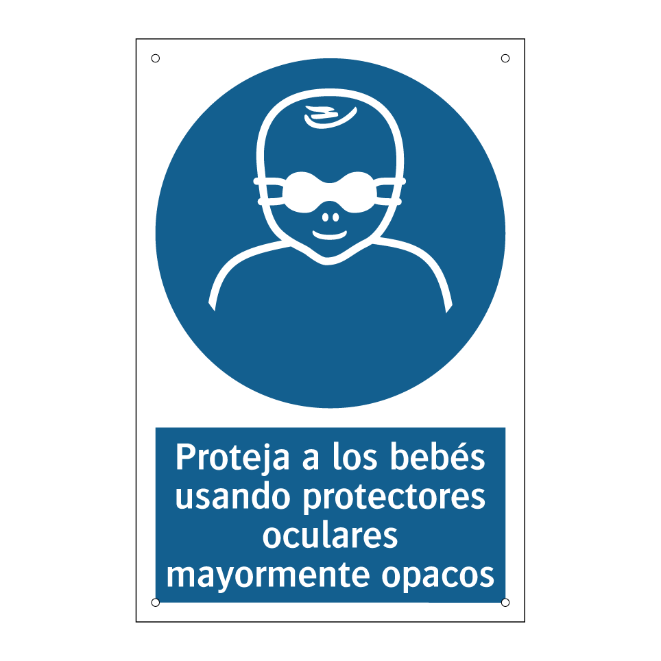 Proteja a los bebés usando protectores oculares mayormente opacos
