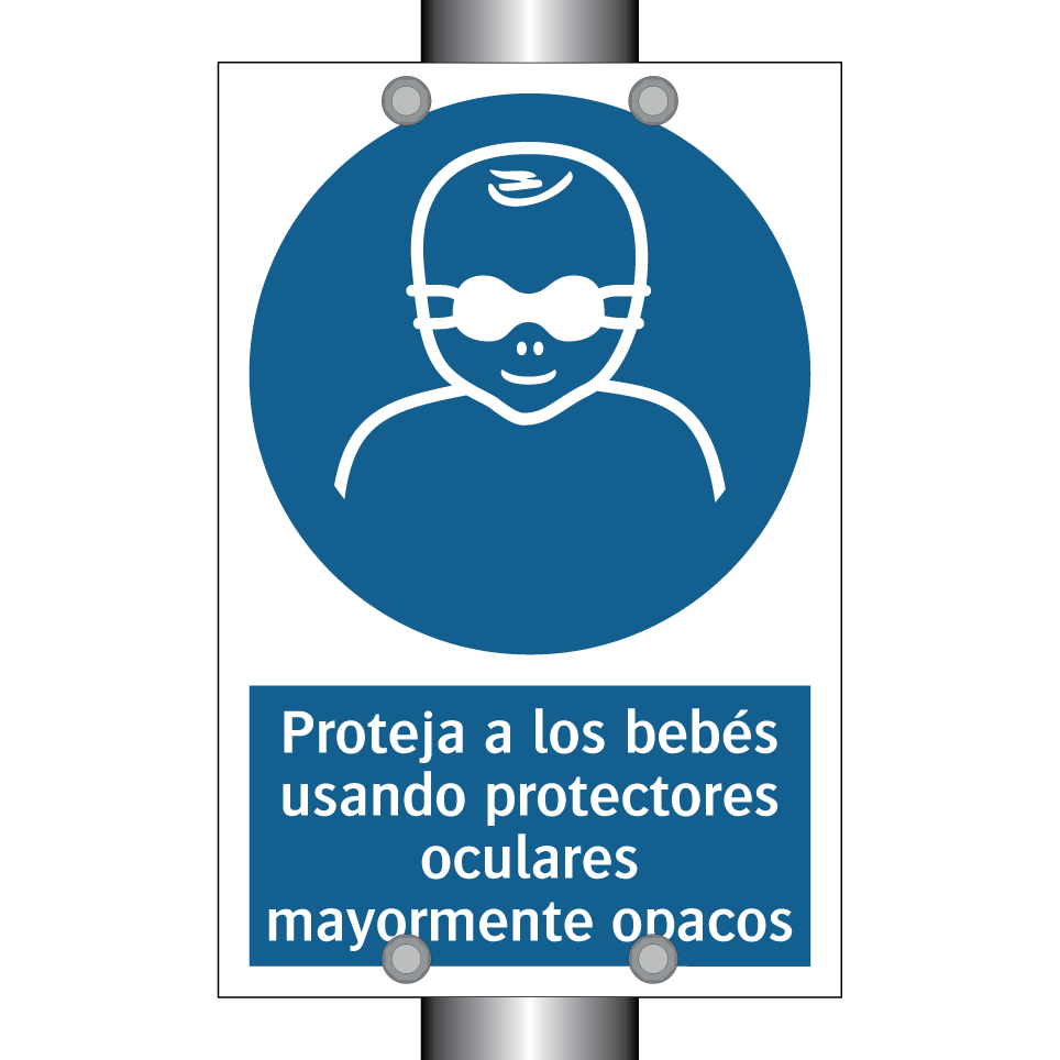 Proteja a los bebés usando protectores oculares mayormente opacos