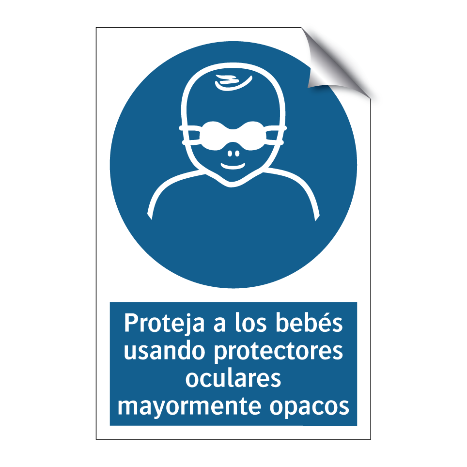 Proteja a los bebés usando protectores oculares mayormente opacos