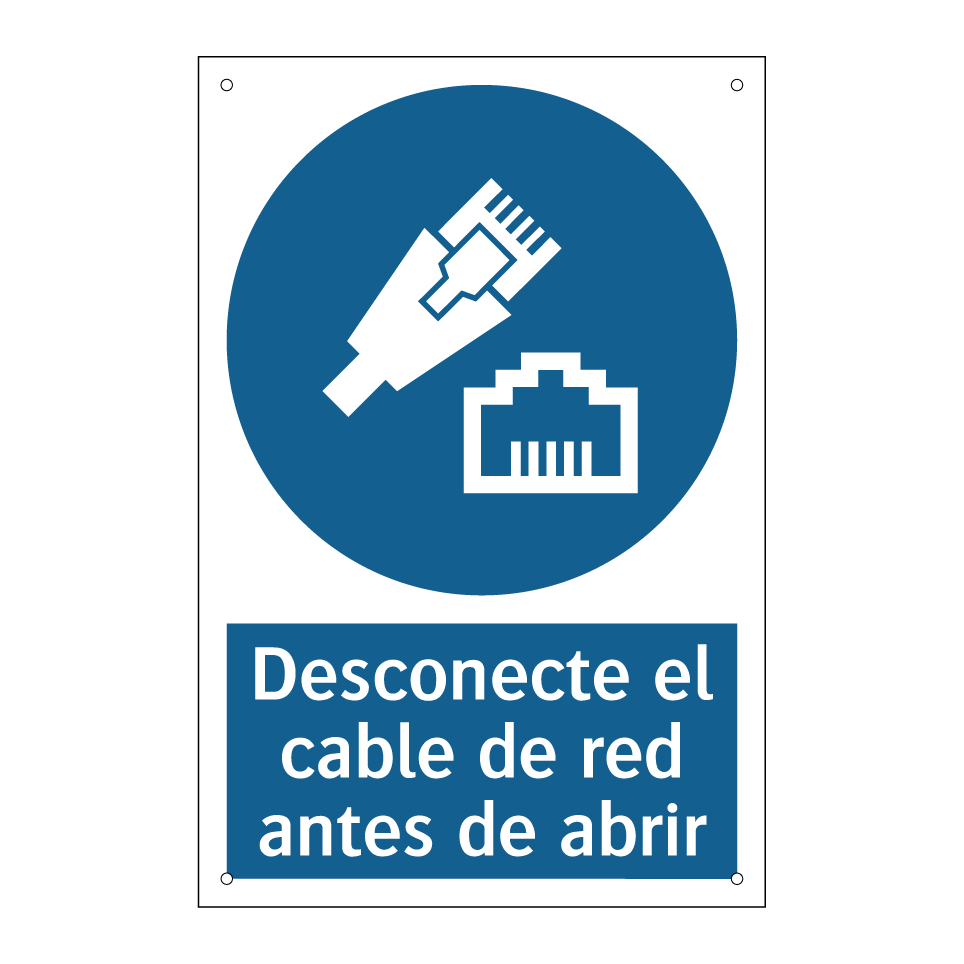 Desconecte el cable de red antes de abrir