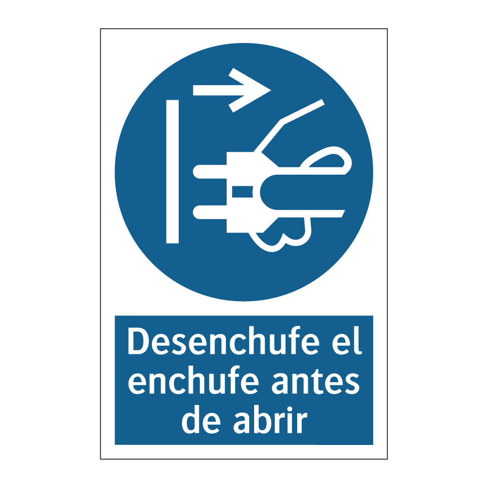 Desenchufe el enchufe antes de abrir
