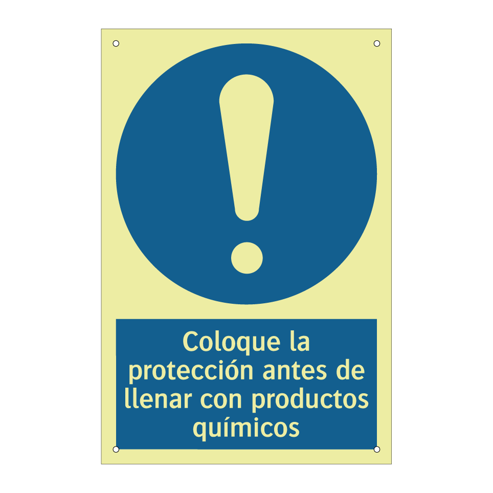 Coloque la protección antes de llenar con productos químicos