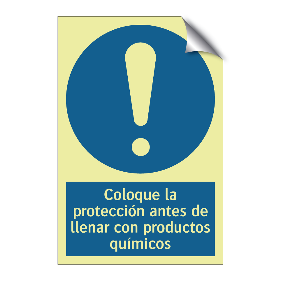 Coloque la protección antes de llenar con productos químicos