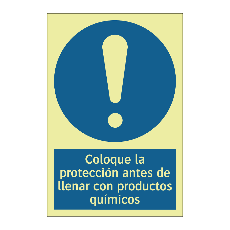 Coloque la protección antes de llenar con productos químicos