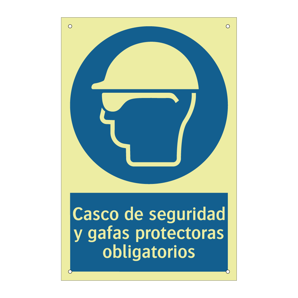 Casco de seguridad y gafas protectoras obligatorios