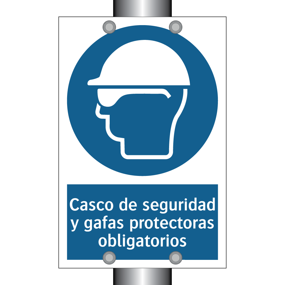 Casco de seguridad y gafas protectoras obligatorios