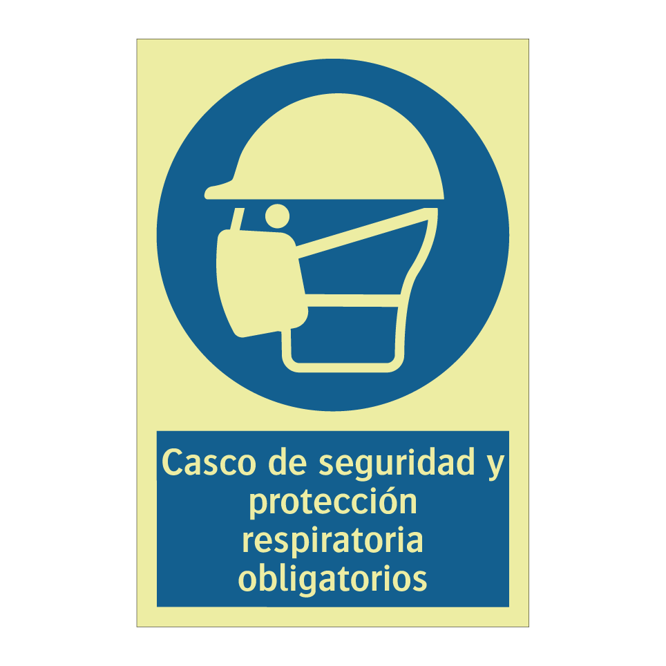 Casco de seguridad y protección respiratoria obligatorios