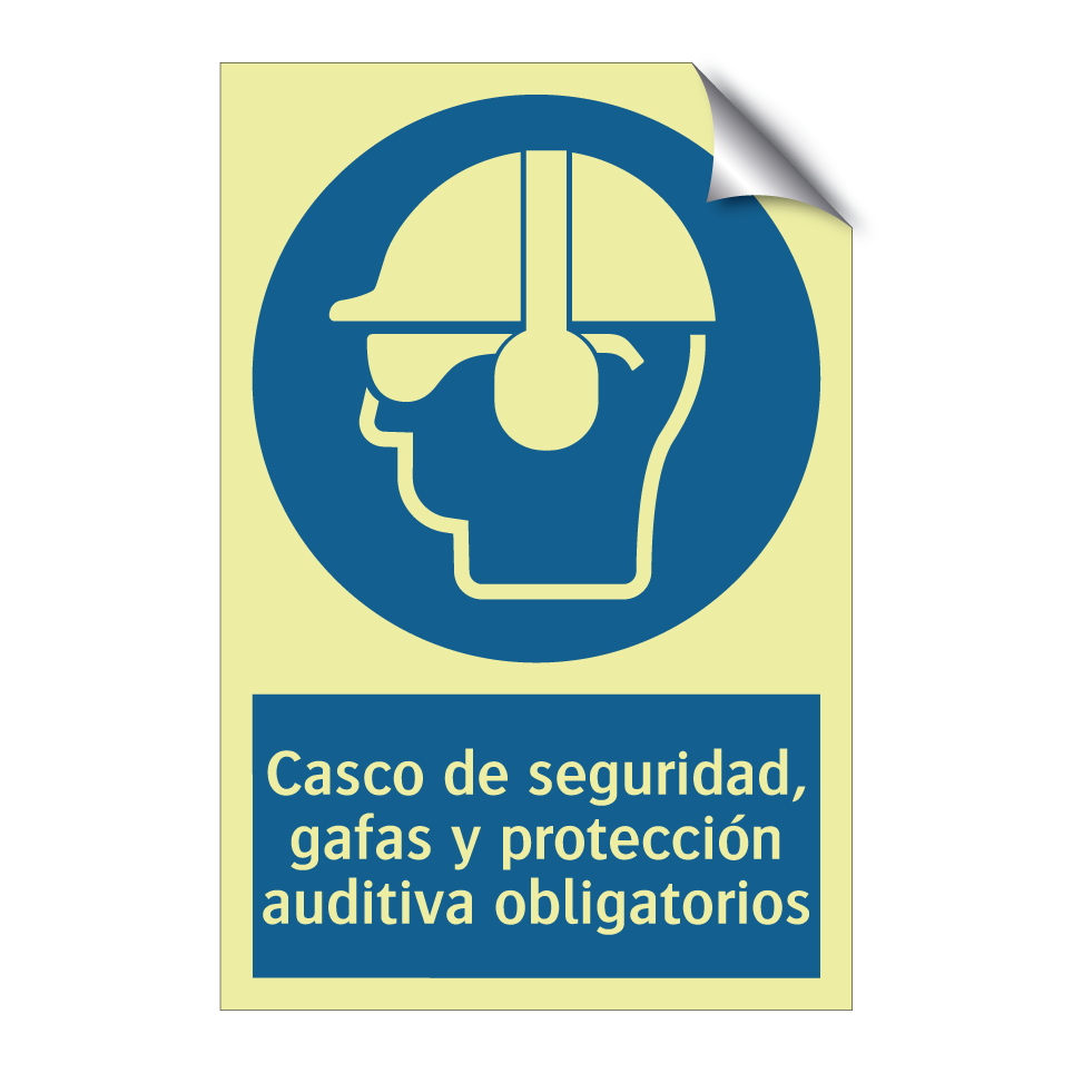 Casco de seguridad, gafas y protección auditiva obligatorios
