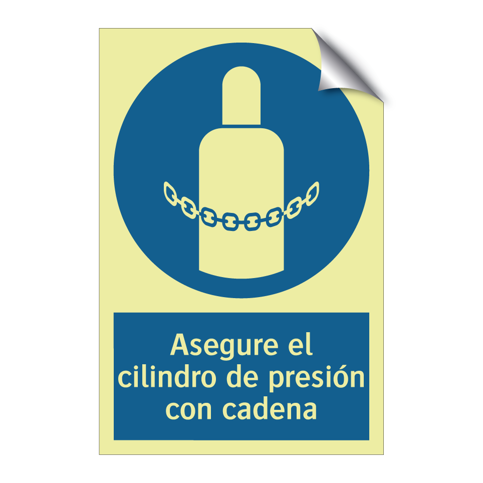 Asegure el cilindro de presión con cadena