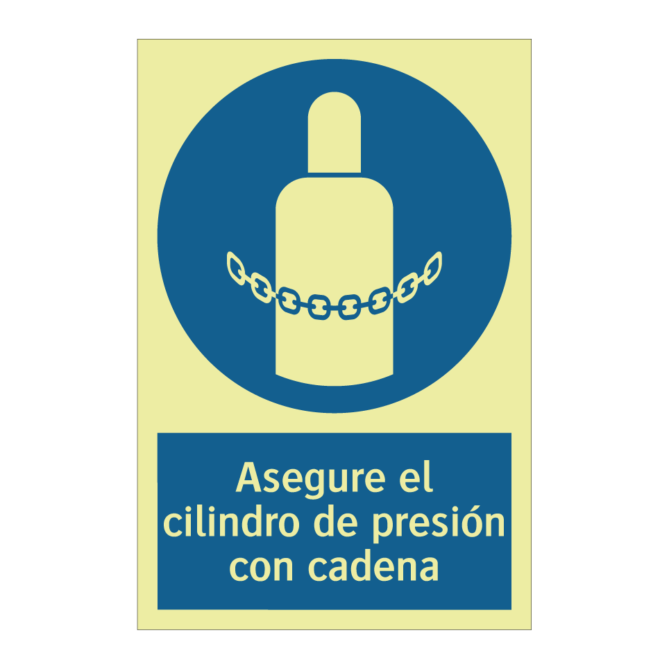 Asegure el cilindro de presión con cadena