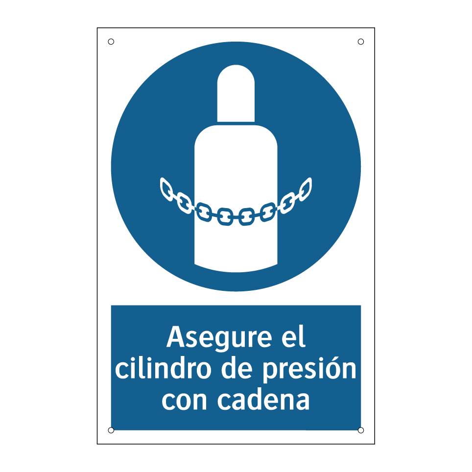 Asegure el cilindro de presión con cadena