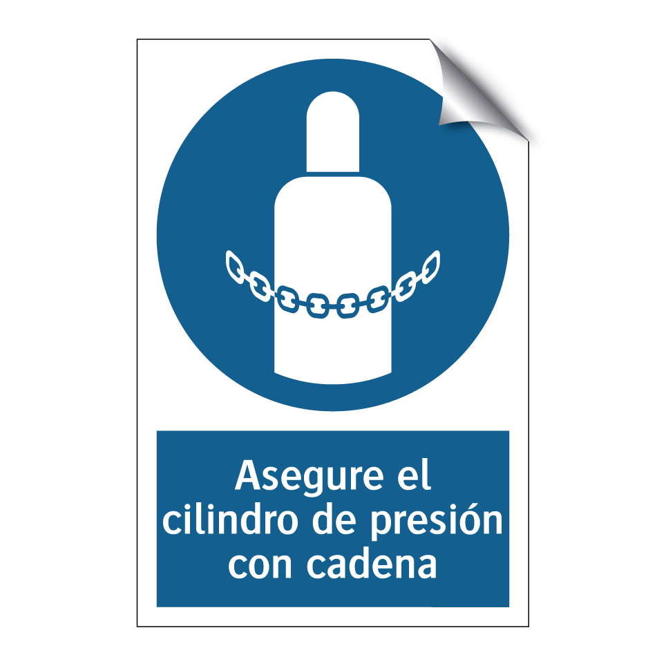 Asegure el cilindro de presión con cadena