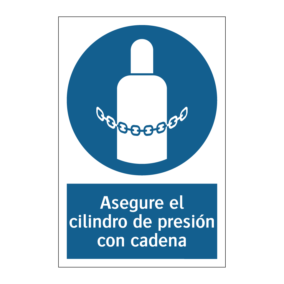 Asegure el cilindro de presión con cadena