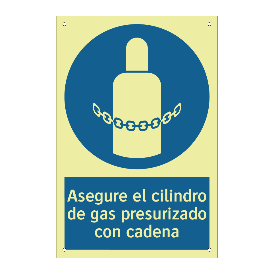 Asegure el cilindro de gas presurizado con cadena
