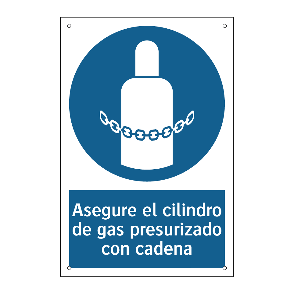 Asegure el cilindro de gas presurizado con cadena