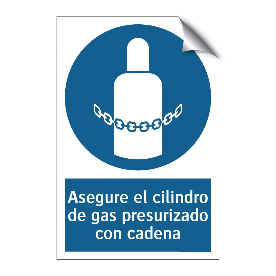 Asegure el cilindro de gas presurizado con cadena