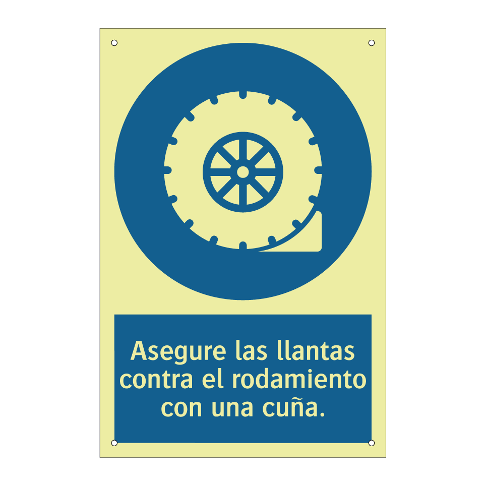 Asegure las llantas contra el rodamiento con una cuña.