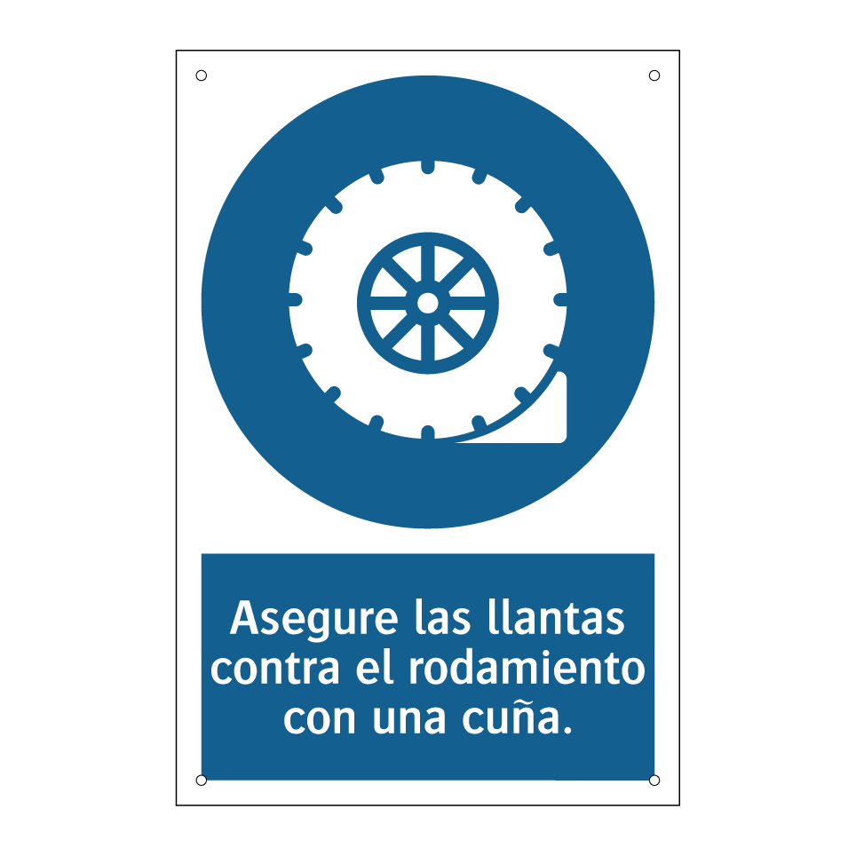Asegure las llantas contra el rodamiento con una cuña.