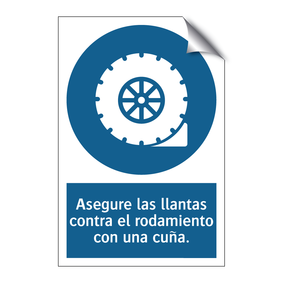 Asegure las llantas contra el rodamiento con una cuña.