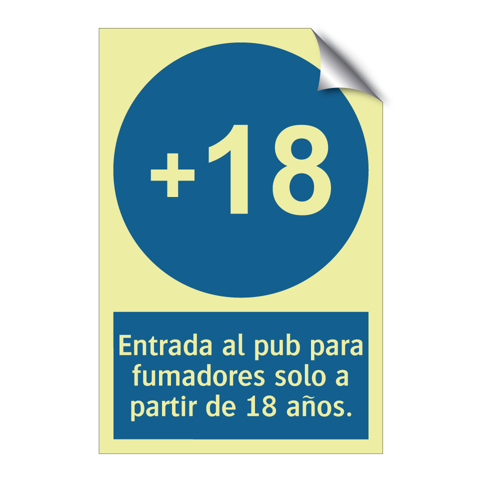 Entrada al pub para fumadores solo a partir de 18 años.