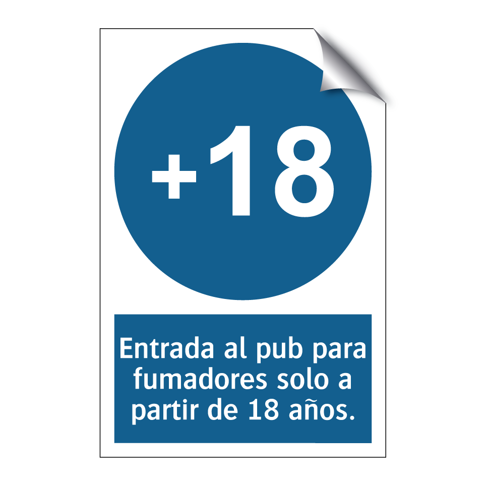 Entrada al pub para fumadores solo a partir de 18 años.
