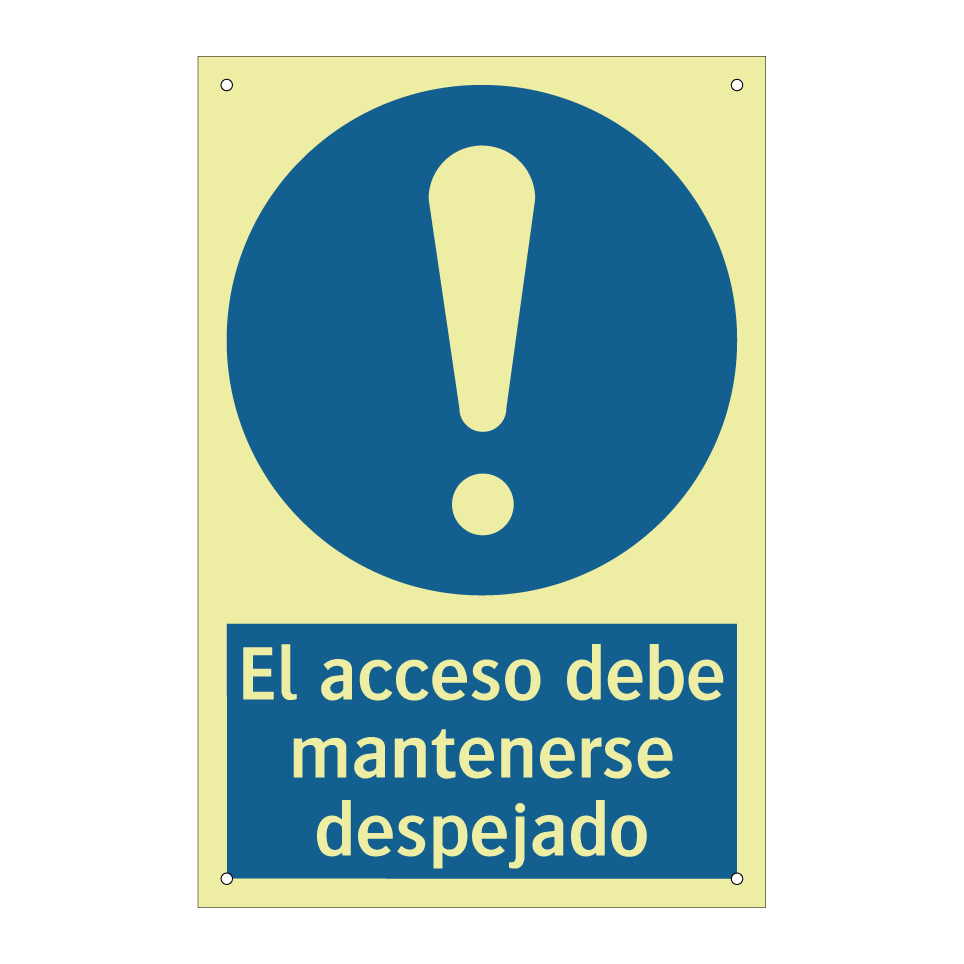 El acceso debe mantenerse despejado