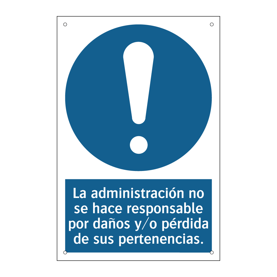 La administración no se hace responsable por daños y/o pérdida de sus pertenencias.