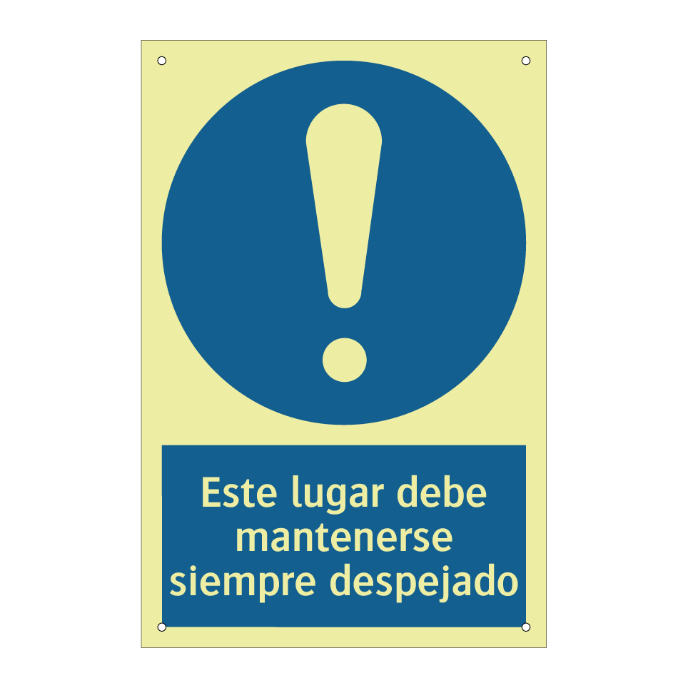 Este lugar debe mantenerse siempre despejado