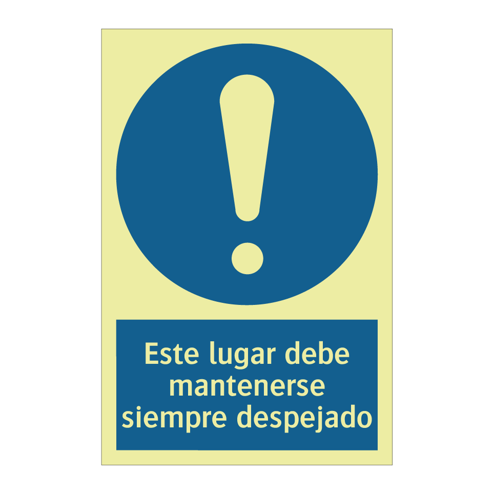 Este lugar debe mantenerse siempre despejado