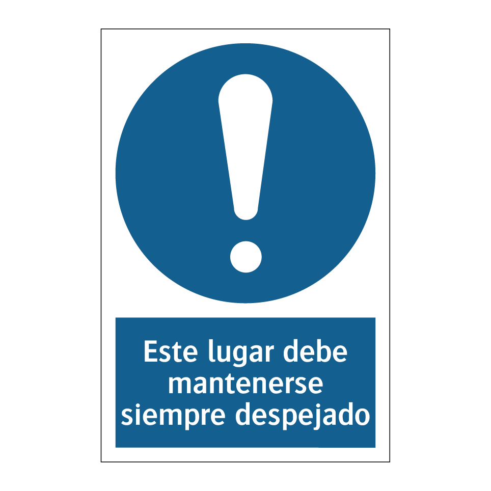 Este lugar debe mantenerse siempre despejado