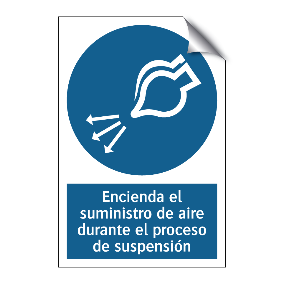 Encienda el suministro de aire durante el proceso de suspensión