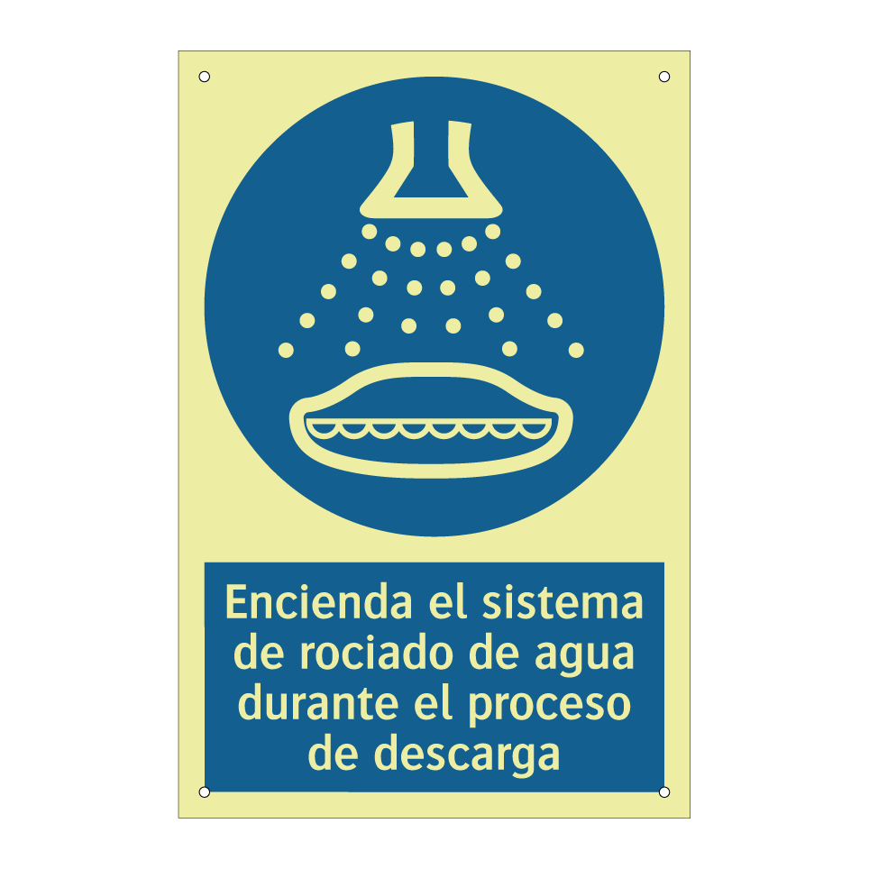 Encienda el sistema de rociado de agua durante el proceso de descarga