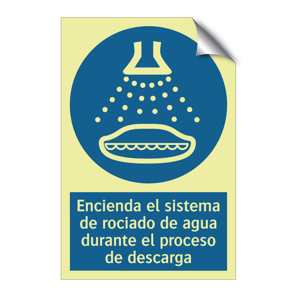 Encienda el sistema de rociado de agua durante el proceso de descarga