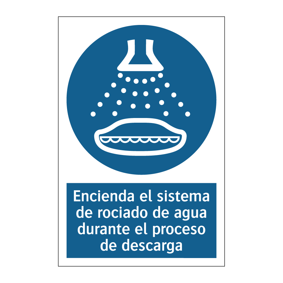 Encienda el sistema de rociado de agua durante el proceso de descarga
