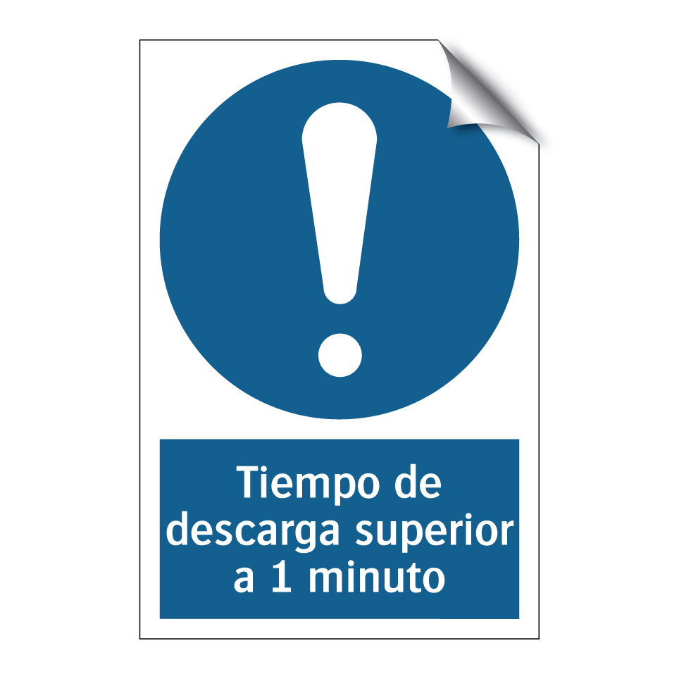 Tiempo de descarga superior a 1 minuto