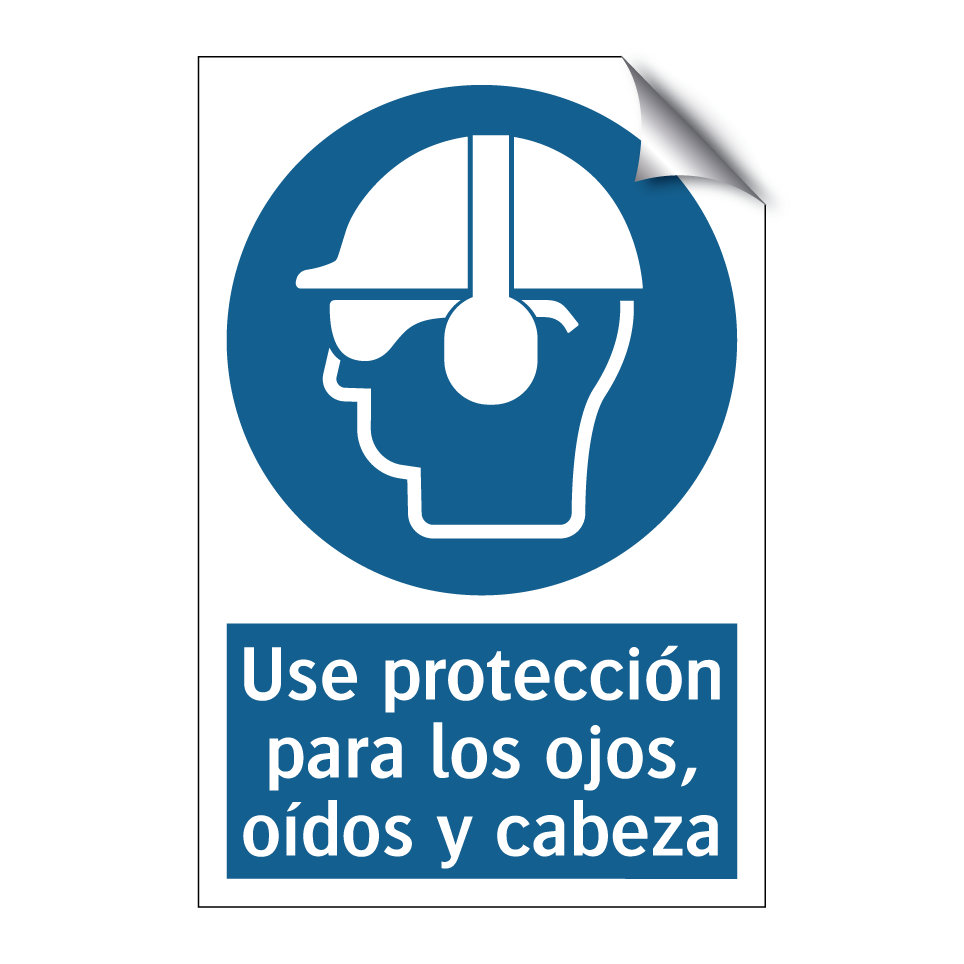 Use protección para los ojos, oídos y cabeza