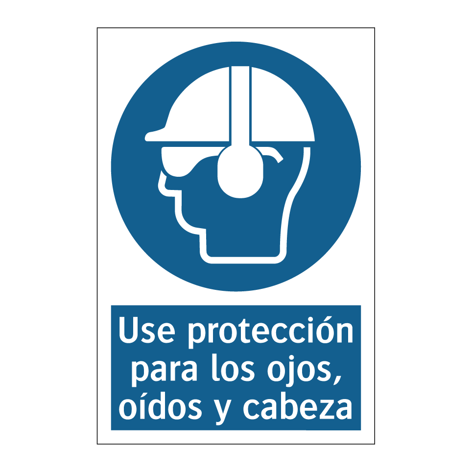 Use protección para los ojos, oídos y cabeza